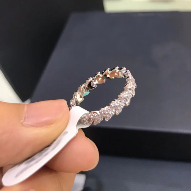 

UMGODLY Luxury Brand Solid White Heart Wheat Ears Ring Micro Cubic Zirconia Stones for Women Fashion Jewelry