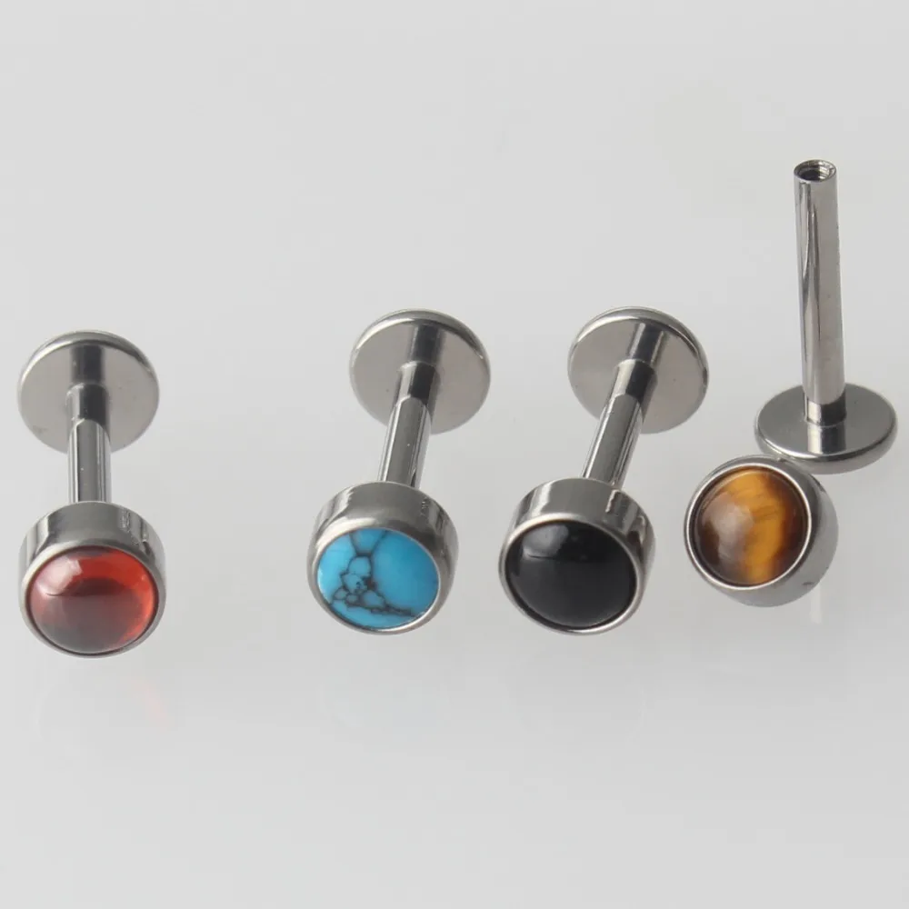 

Mix 4 different Gems G23 Titanium Internally Threaded Ear Cartilage Tragus Helix Stud Labret Lip Piercing Ring Body Jewelry