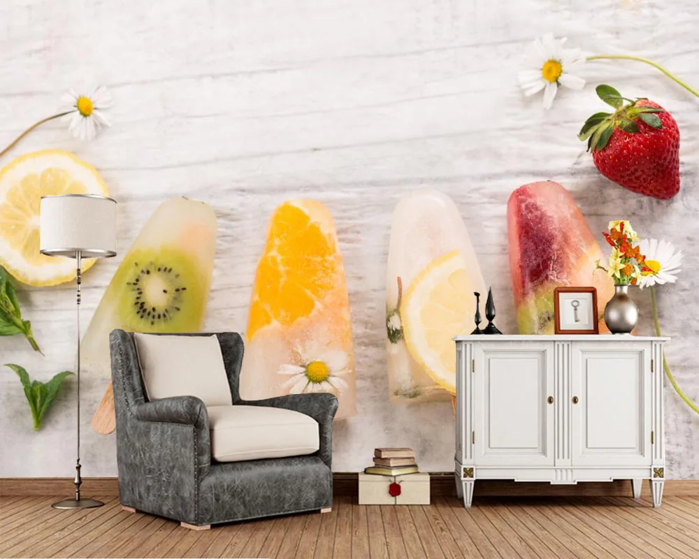 をお菓子アイスクリーム果物食品写真3d壁紙ソファ寝室テレビの背景リビングルームキッチンバーカスタム壁画papelデparede Mural Papel De Parede Papel De Paredede Parede Aliexpress