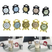 Venta caliente 1:12 alarma miniatura modelo aleación Vintage Relojes Decoración para casa de muñecas Accesorios