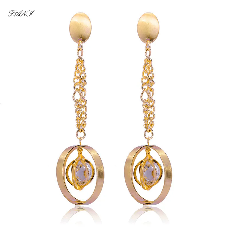 

Fani Fashion Jewelry 2018 Brand Long Drop Dangle Earrings For Women High Quality Copper Geometric Brazilian For Party Daily