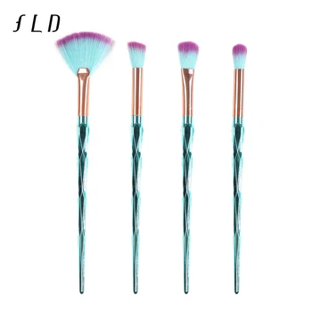 

FLD 4 Pieces Green Natural Synthetic Professional Makeup Tool Blusher Makeup Brush Set