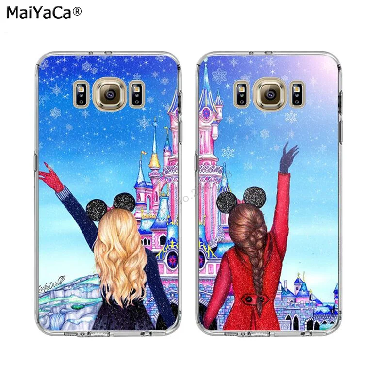 

best friends two girls BFF soft silicone transparent phone case for samsung s5 s6 edge plus s7 s7edge s8 s9 plus note 9