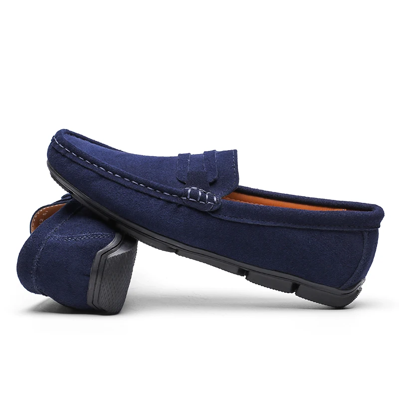 Мужские замшевые туфли оксфорды Vancat, синие брендовые мокасины на плоской подошве, повседневная обувь, классические лоферы, для весны и осени