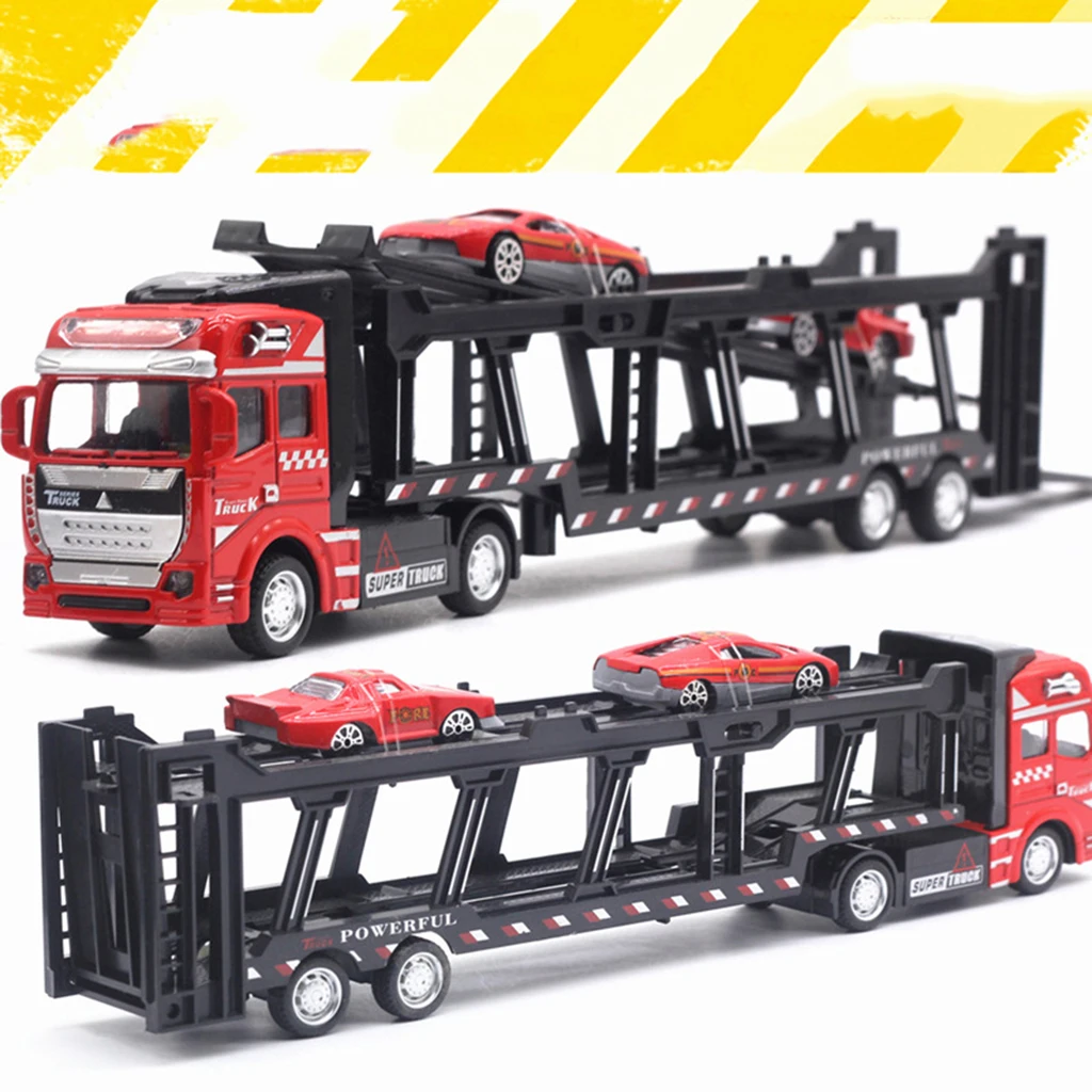 Mini Alloy Carrier Truck Toy Friction Powered Transport Car for Kids Toddler (Inclueds 2 Cars)
