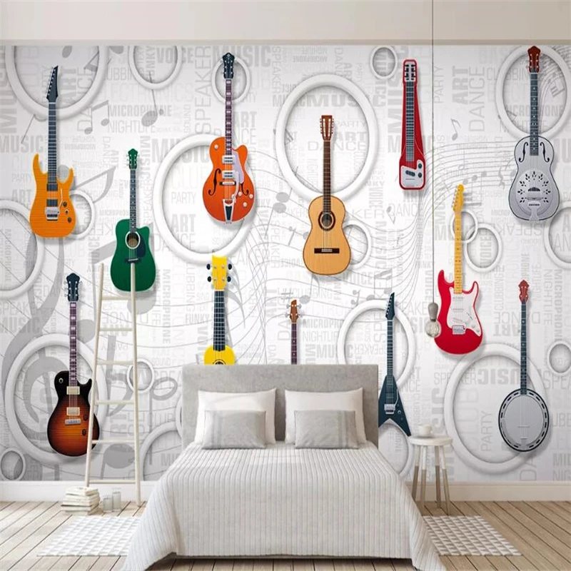 Wellyu papel parede пользовательские обои гитара музыкальное оборудование КТВ Бар 3D Трехмерная оснастка стены папье peint behang