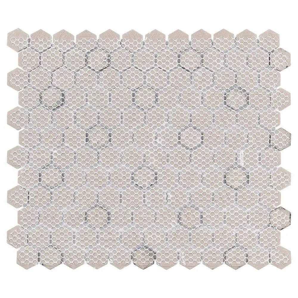 Nuevo hexagonal superficie brillante de oro y blanco de cerámica de