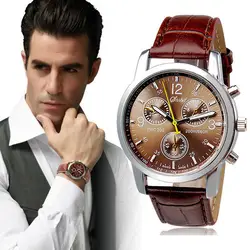 Великолепный Новый роскошные модные Крокодил Искусственная кожа Для мужчин S аналоговые часы Часы Для мужчин часы