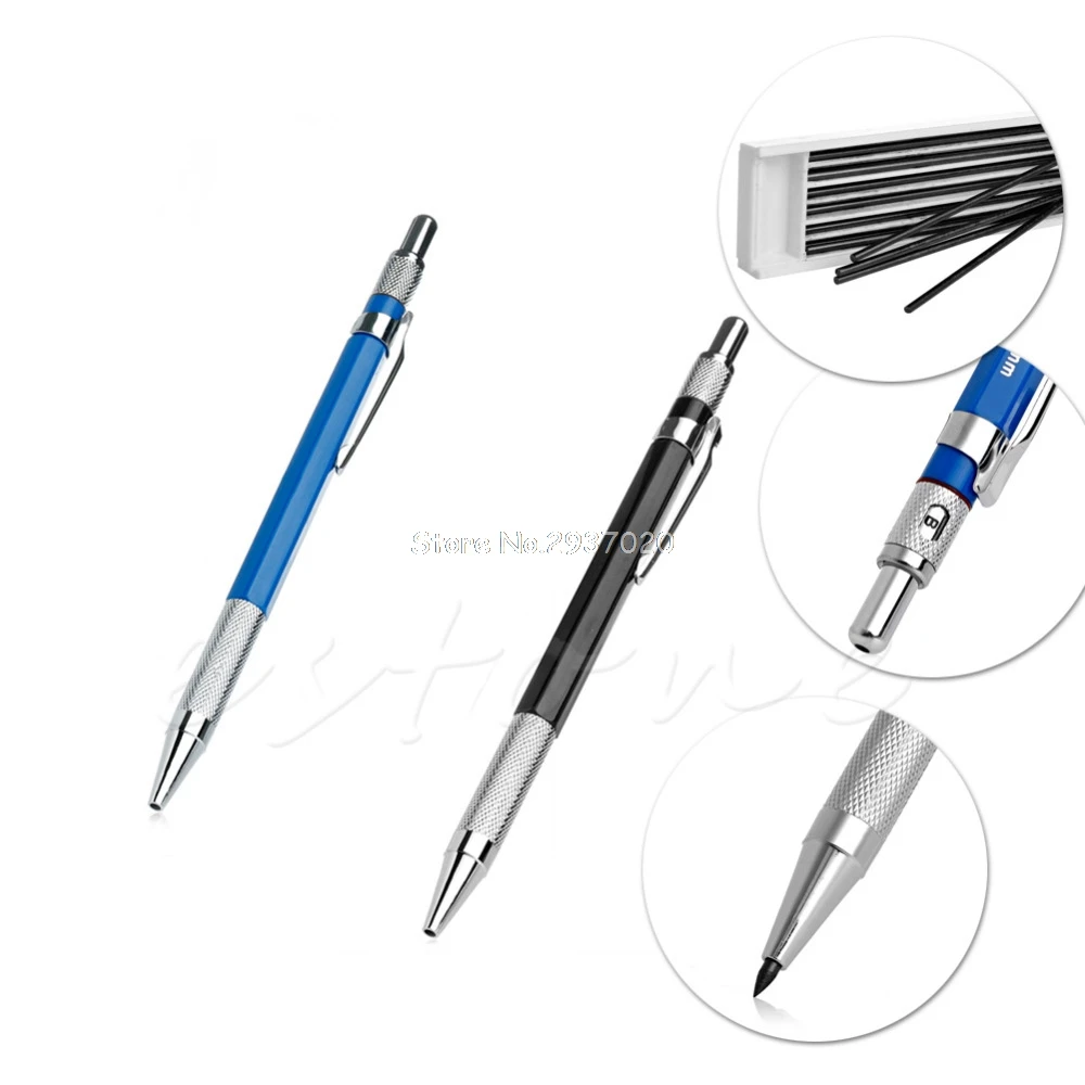 2mm 2B Lead Holder Automatic Mechanical Drawing Drafting Pencil 12 Leads Refills