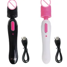 Rechargeable Vibrator Double-Headed Shock Magic Wand Massager Powerful Body Clitoral Vibrator Adult Sex Toys For Woman/Couple