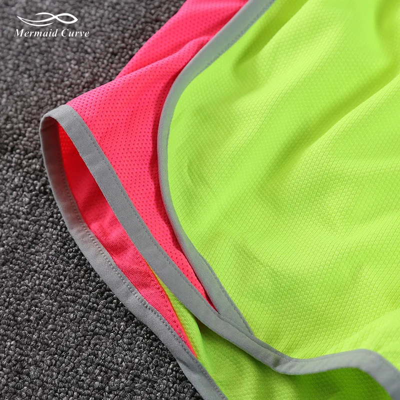 Женские шорты в стиле русалки, флуоресцентные, зеленые, дышащие внутри, женские шорты для бега, спортивные, для фитнеса, женские шорты