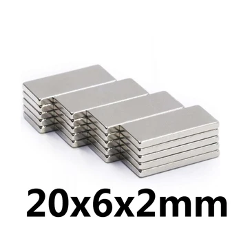 

10pcs 20 x 6 x 2 mm Neodymium Magnet Block N35 Permanent Super Strong Powerful Small Magnetic Magnets Square Rare Earth NdFeb