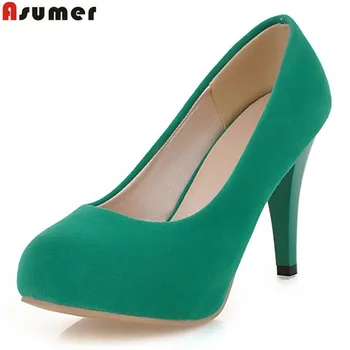 

ASUMER popular women pumps stiletto high heels platform shoes fashion round toe high quality simple slip on elgant shoes women
