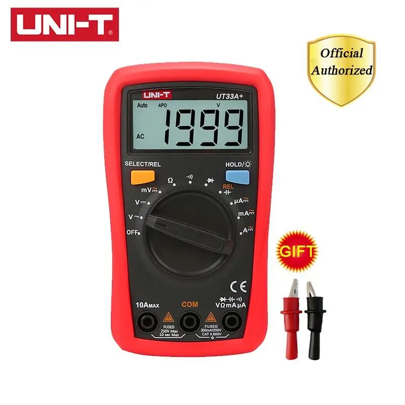 UNI-T UT33A+ UT33B+ UT33C+ UT33D+ цифровой мультиметр AC DC Ток Сопротивление+ 2mF емкость NCV тестер с ЖК-подсветкой