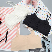 Женские топы, Безшовные безрукавки для девушек, топы с выемкой, майка для сна, цельный бюстгальтер с подкладкой, сексуальное нижнее белье