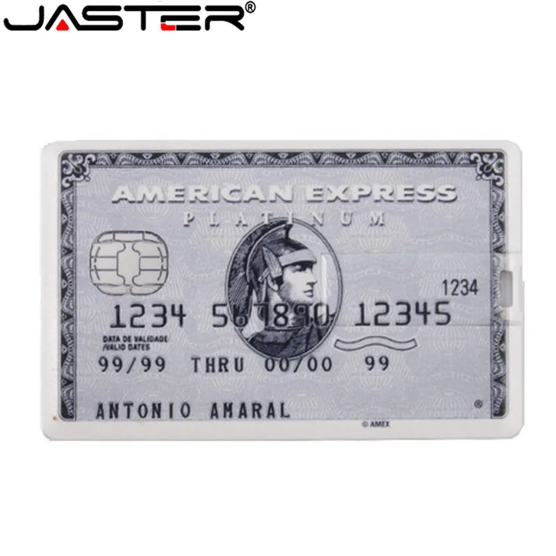 JASTER кредитная карта USB флэш-накопитель 4 ГБ 8 ГБ 16 ГБ 32 ГБ 64 usb-флэш, совместимо с ПК и смартфоном 2,0 карта памяти Флешка пользовательская лазерная печать логотипа