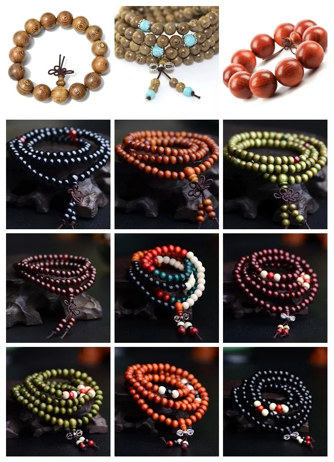 Natural Sandalwood Bracelet Buddhist Buddha Wood Prayer Bead Unisex Men Bracelets & Bangles Jewelry New