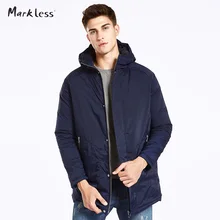 Markless Men Long Winter Coats Brand Clothing Casual Hooded Cotton Jackets Warm Outwear