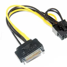 1 шт. SATA 15 pin поворот на 8 Pin мощность видеокарты разъем линии 6PIN+ 2PIN Кабель-адаптер 15 P до 8 P линия видеокарты