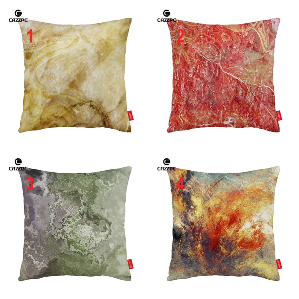 

Fashion Yellow Red Green Marble Agate Granite Print Car Decorative Pillowcase Cushion Cover Sofa Home Decor