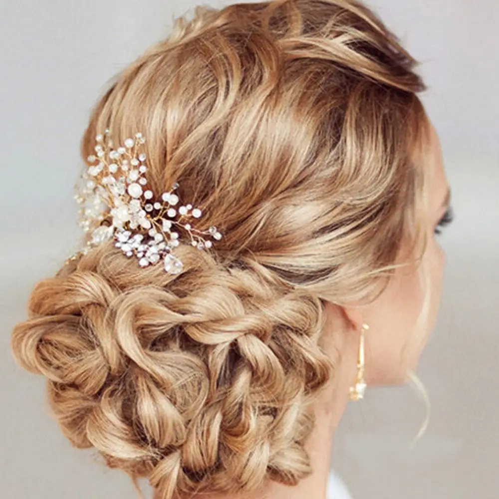 

Fashion 1 PC Rhinestone Flower Silver Vintage Wedding Bridal Pearl Flower Crystal Hair Pin Bridesmaid Clip Comb Hair Accessory