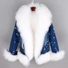 2022 Natural wool lined with luxurious wool fur collar denim coat winter casual warm fashion short fur jacket ► Photo 2/6