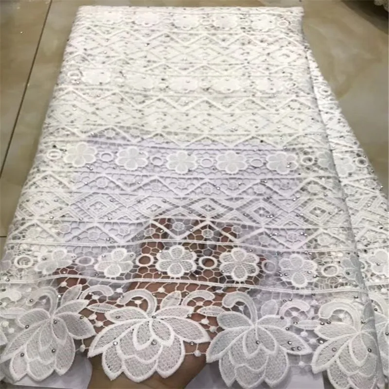 2019 New Design Wihte Color Embroidered African Lace Fabric High Quality French Net Guipure Fabrics 5 Yards/lot | Дом и сад