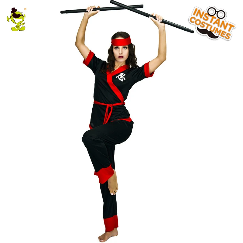 Woman Cool Black Ninja Costumes Adult Female Halloween Party Mysterious