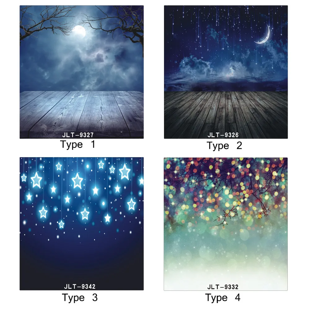 

Photographic Background Moon Star Printed Mistletoe Bokeh Wood Flooring Vinyl Backdrop Fond Studio Photo for Children Newborn