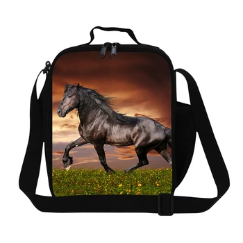 

Horse Print Kids Travel Picnic Bag Thermal Lunch Bag With Zip Cooler Bag For School Food Container Small Lunch Box For Working