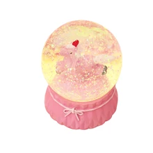 Мультяшный Розовый Единорог, хрустальный шар, светильник, снежный шар, яркий розовый декоративный шар, подарок на год, Современное украшение для дома