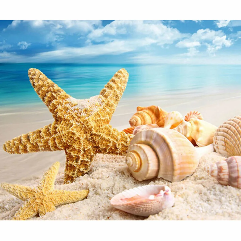 

5D DIY Full drilling Diamond Painting Scenery Beach Starfish Shell Full drilling Cross stitch Diamond embroidery love Gifts