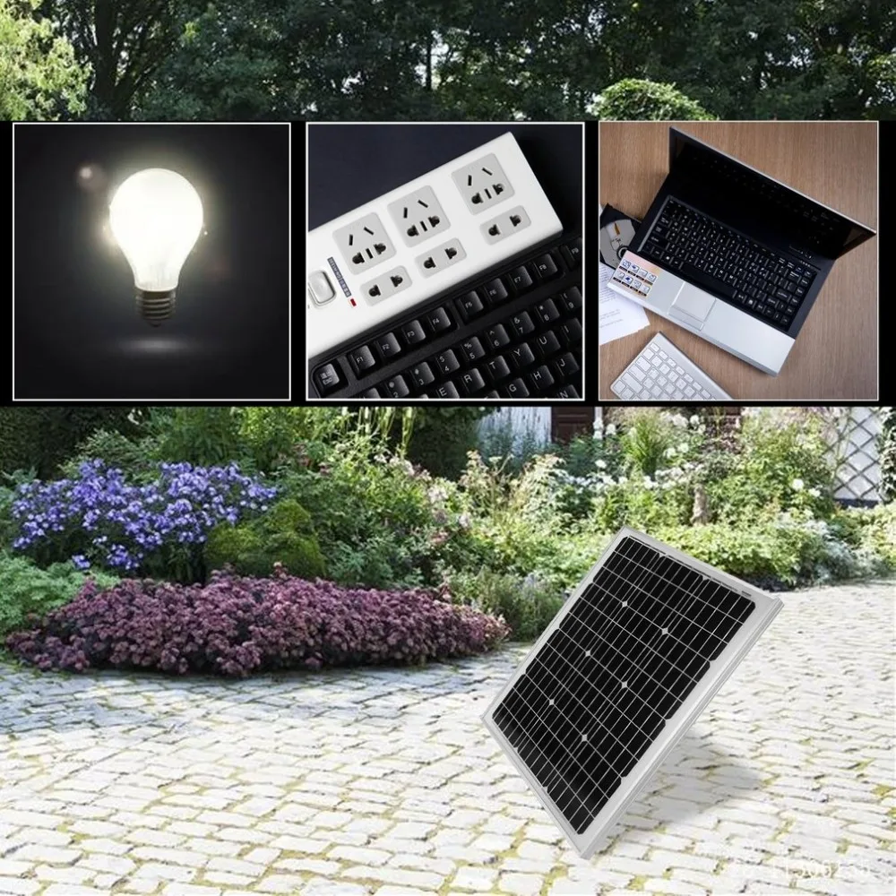 

50W 12V Solar Panel Monocrystalline Resistant Aluminum Frame Solar Panel Module Universal Outdoor Solar Charging Device