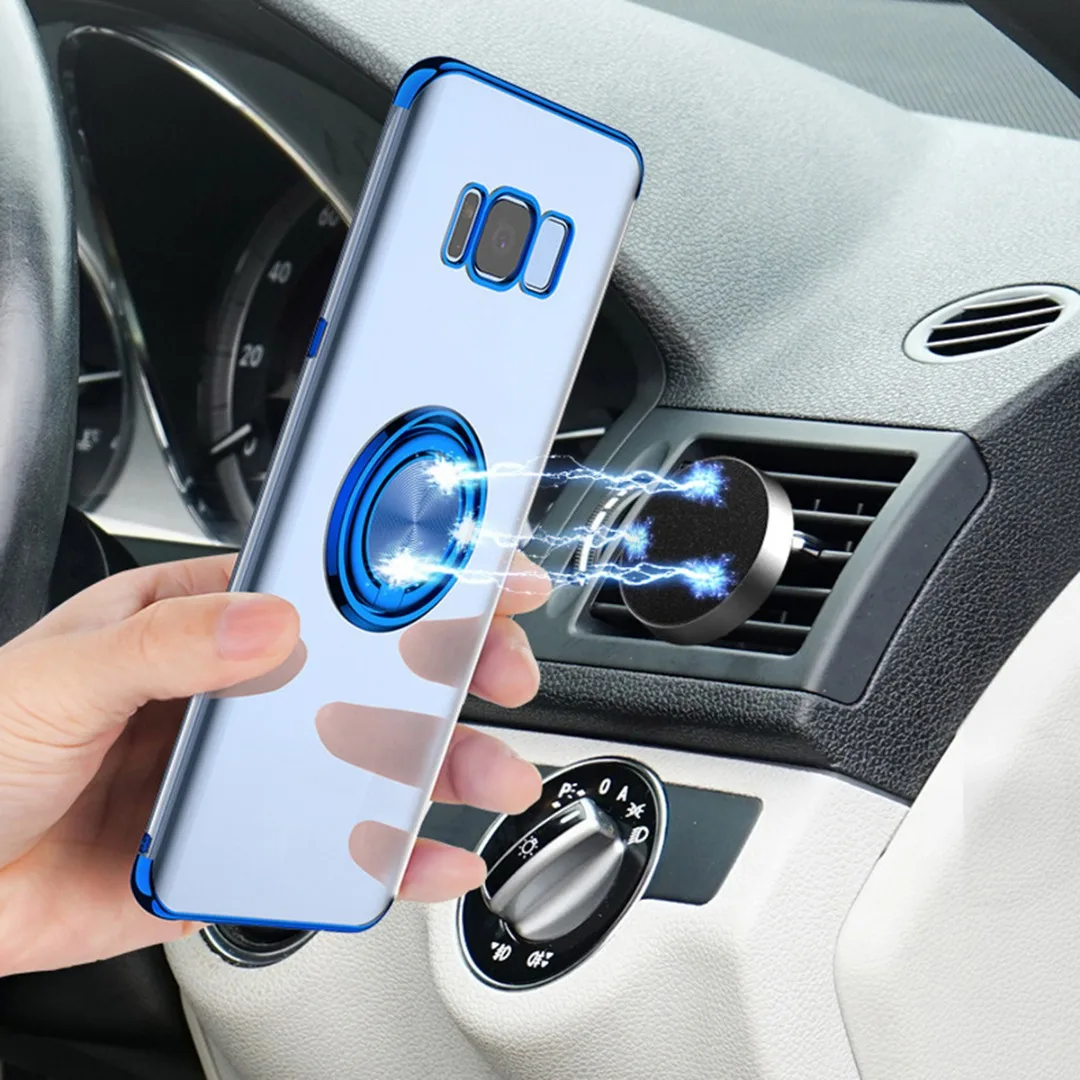 Luxury Car Bracket Soft TPU Ring Holder Stand Phone Case Back Cover for Samsung Galaxy Note 9 S8 S9 plus S10 Plus S10e Fundas
