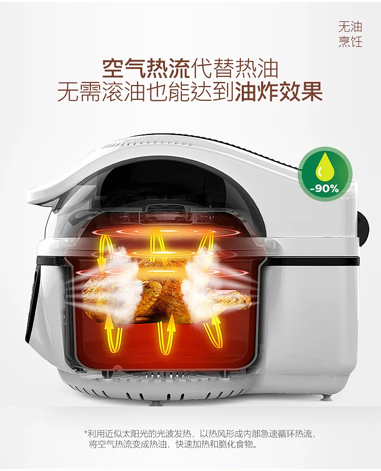 3D масло Бесплатная воздушная фритюрница Бытовая Автоматическая кухонная машина Multi-function большая емкость электрическая Жарка 10л литр