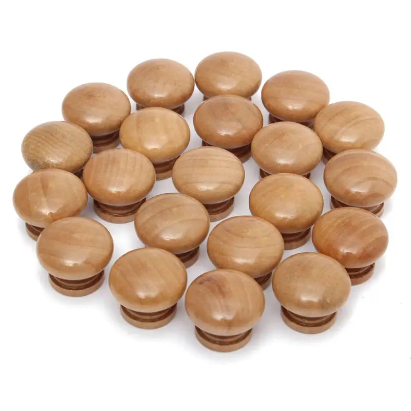 

MTGATHER 20pcs/Pack Natural Wooden Cabinet Drawer Wardrobe Door Knob Pull Handle Hardware Plain Circle Handles Best Price