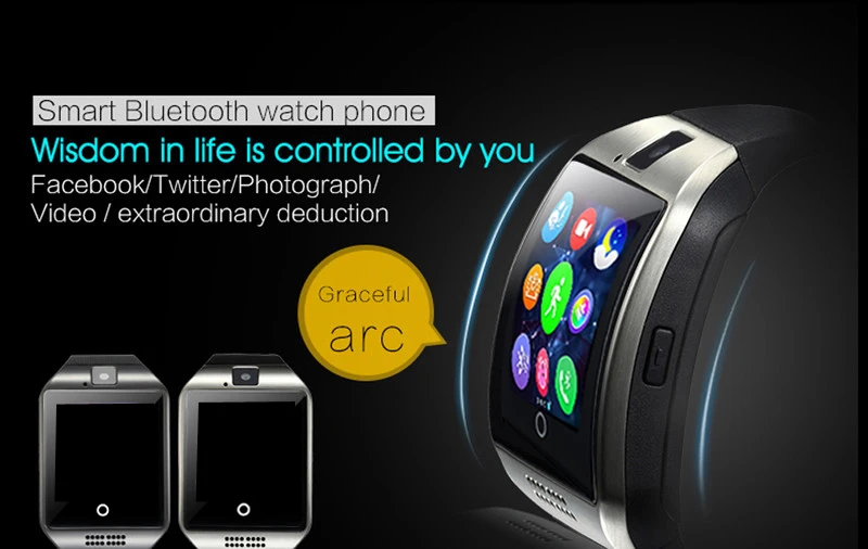 Bluetooth Смарт-часы с сенсорным экраном с камерой, разблокированные Часы сотовый телефон с слотом для sim-карты, поддержка MP3-плеера воспроизведения музыки