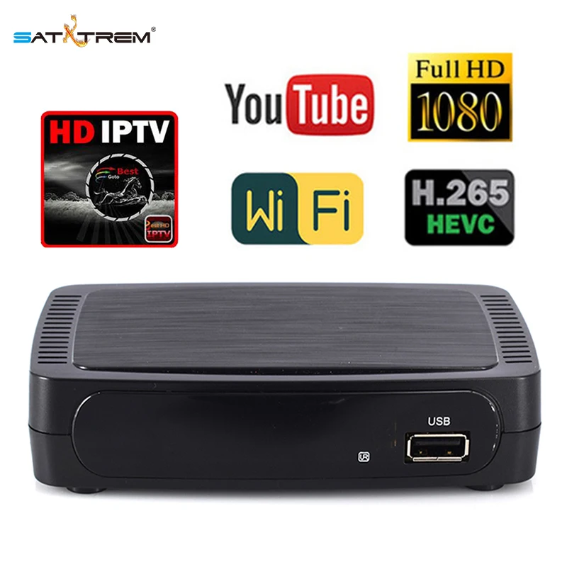 Satxtrem M968 IPTV OTT Internaet ТВ коробка H.265 Full HD 1080 P Декодер каналов кабельного телевидения USB Wi-Fi или 1 год 2900 + Каналы Европа IP ТВ для выбрать