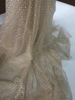 

Hot selling glued glitter sequin lace fabric high quality Jolin-81134 African French net tulle Lace Fabric for wedding