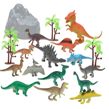 

19pcs Mini Dinosaur Toys Jurassic Simulation Soft Rubber Dinosaur Model Toys Kids Dinosaurs Tree Stone Best Gift for Boys Girls