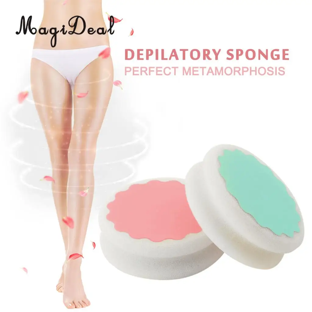 MagiDeal 2PCs Skin Care Leg Arm Bikini Unisex Practical Magic Painless Hair Removal Sponge Depilation Pads Remover