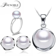 Sistemas de la Joyería de Perlas de agua dulce de Plata 925 Para Las Mujeres, Real de La Perla Pendiente de La Joyería Del Aniversario de Boda Regalo de Cumpleaños de La Madre Negro