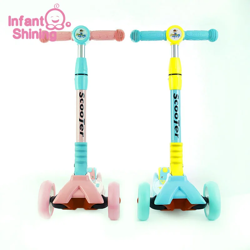 

Infant Shining Folding Children Foot Scooters Flashing Wheels Kick Scooter Adjustable Height Best Gifts for Kids