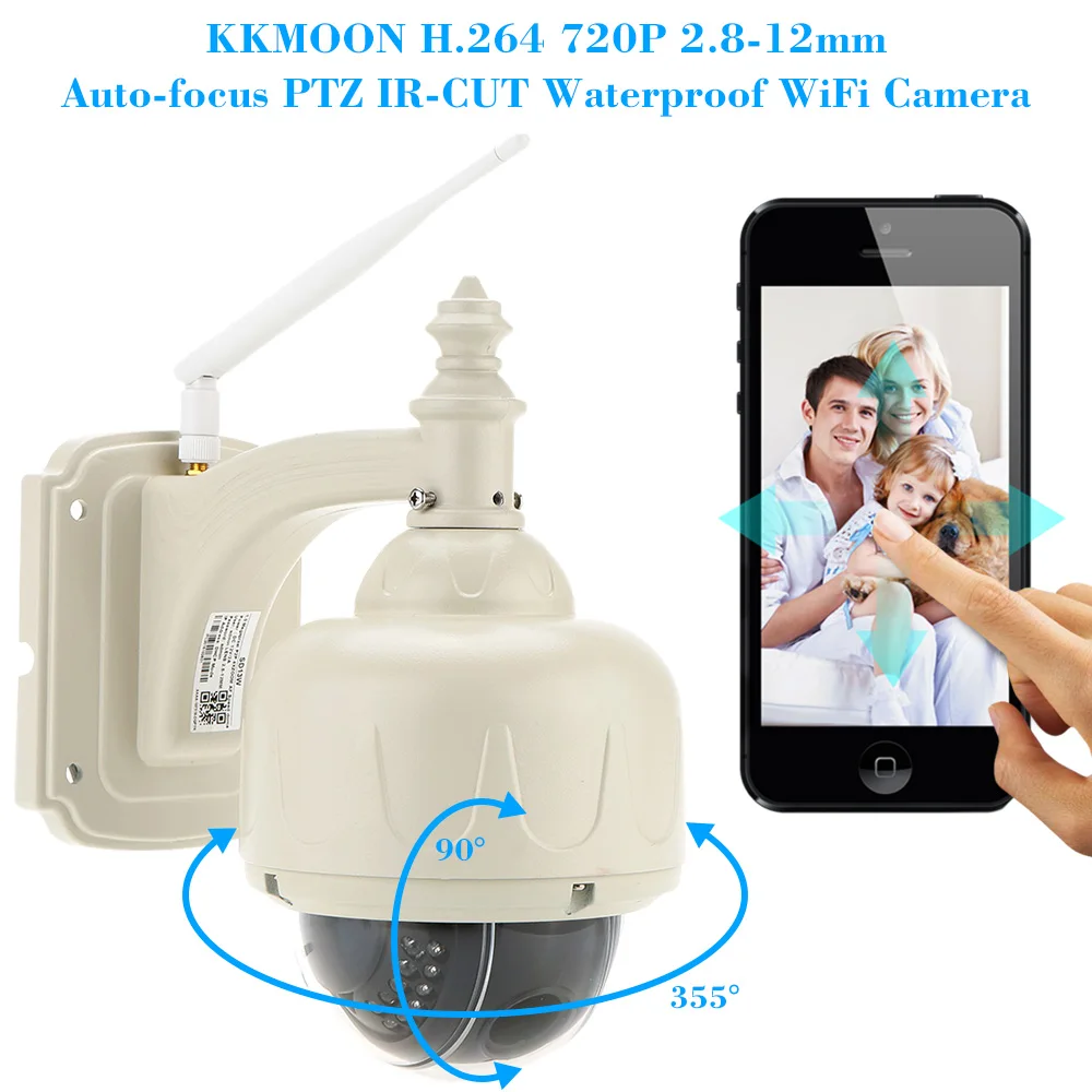 KKMOON 720 P Беспроводной Wi-Fi Ip камера Открытый PTZ 2.8-12 мм Авто-фокус Водонепроницаемый H.264 HD CCTV Камеры безопасности Wi-Fi Ночного Видения