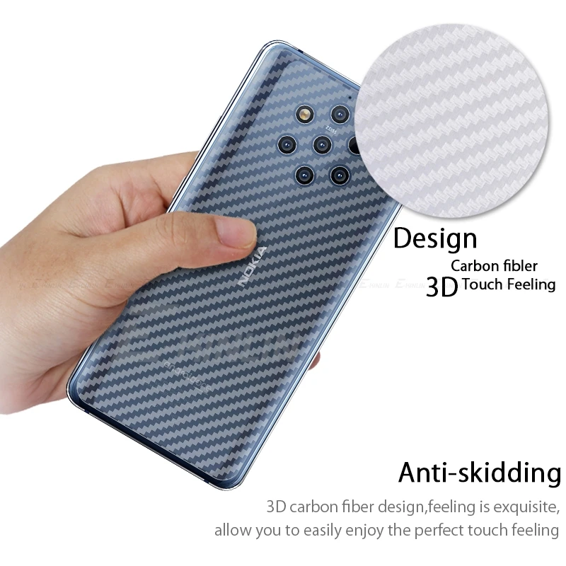 2 шт 3D углеродное волокно задняя крышка пленка для Nokia 8 1 6 5 3 2018 7 Plus Sirocco 9 PureView
