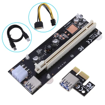 

60cm USB3.0 cable PCI-E 16X Adapter PCI-Epress Riser Card PCIe Riser Board 6 pin Power Cable for BTC mining With 6 capacitors