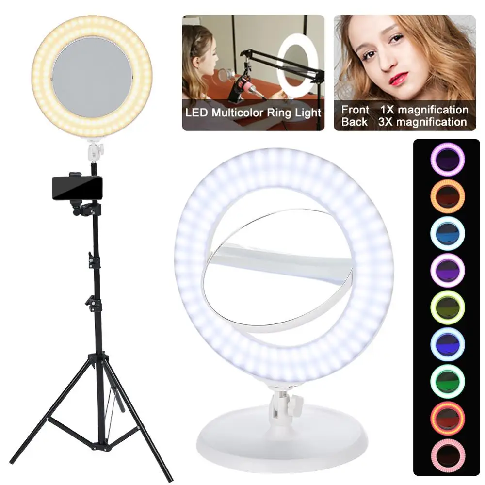 

14 inch Dimmable LED Multicolor Ring Light Live Studio Photography Photo Fill Light with Tripod Stand for Video Tattoo Accessory