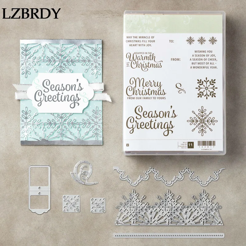 

2019 New Snow Flower Edge Kscraft Stamps and Dies for Card Making Scrapbooking Christmas Die Cuts