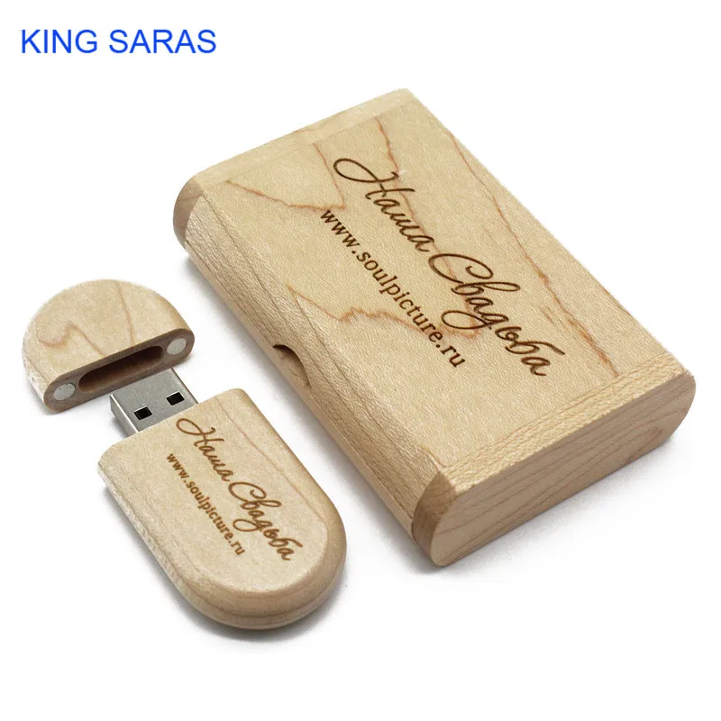 KING SARAS деревянный+ коробка логотип печать usb флэш-накопитель usb 2,0 4 ГБ 8 ГБ 16 ГБ 32 ГБ 64 ГБ фотография подарок
