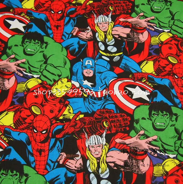105 см Ширина Marvel Супер герой мстители хлопок ткань для маленьких мальчиков одежда домашний текстиль наволочка занавеска DIY-AFCK234